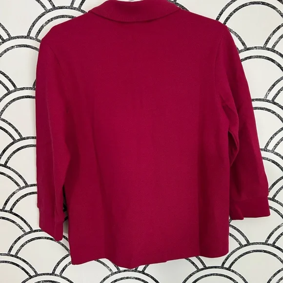 Lacoste Long Sleeve Magenta Polo Shirt Size 4 - Picture 4 of 4